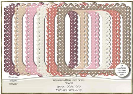 6 Scalloped Polka Dot Frames - Cu4cu