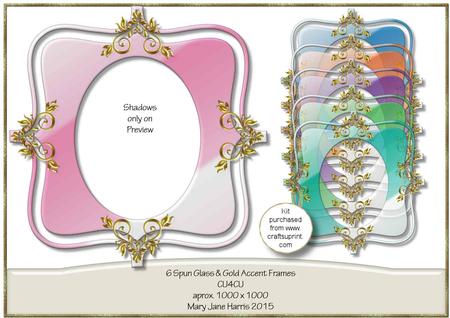 6 Spun Glass & Gold Accent Frames - Cu4cu
