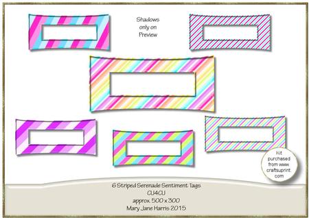 6 Striped Serenade Sentiment Tags - Cu4cu