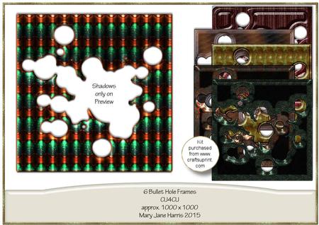 6 Bullet Hole Tarnished Metal Frames - Cu4cu
