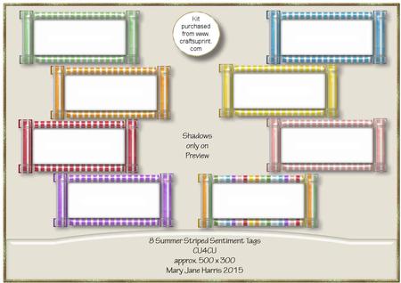 8 Summer Striped Sentiment Tags - Cu4cu