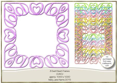 8 Swirl Heart Frames - Cu4cu