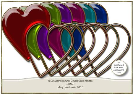 6 Designer Resource Double Glass Hearts - Cu4cu