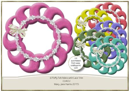 6 Puffy Felt Mats with Lace Trim - Cu4cu