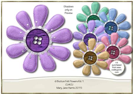 6 Designer Rsource Button Flet Flowers Kit 1