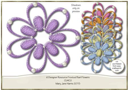 6 Designer Resource Frosted Pearl Flowers