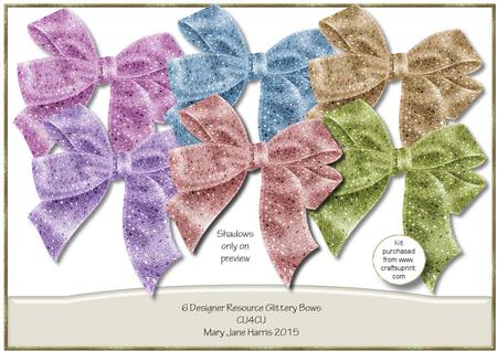 6 Designer Resource Glittery Bows