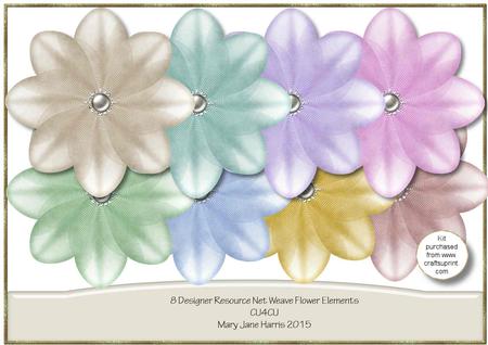 8 Designer Resource Net Weave Flower Elements