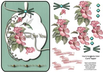Hummingbird's Visit Card Topper 1