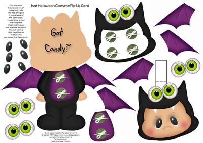 Bat Halloween Costume Flip-up Card 3