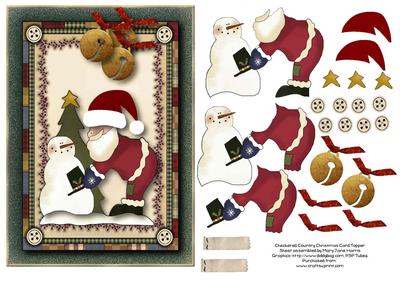 Checkered Country Christmas Card Topper