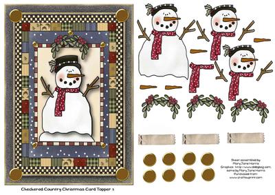 Checkered Country Christmas Card Topper 3