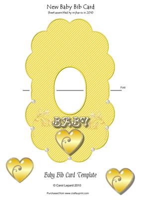 New Baby Yellow Bib-shaped Card