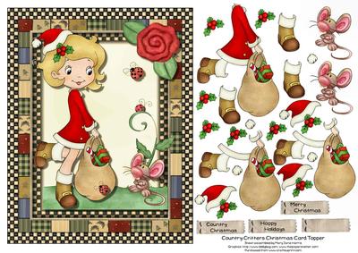 Country Critters Christmas Card Topper