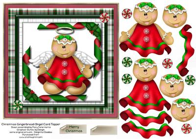 Christmas Gingerbread Angel Card Topper 1