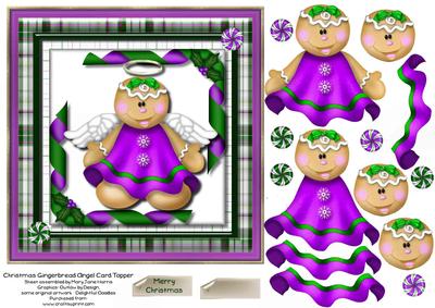 Christmas Gingerbread Angel Card Topper 2