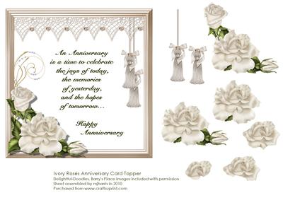 Ivory Roses Anniversary Card Topper