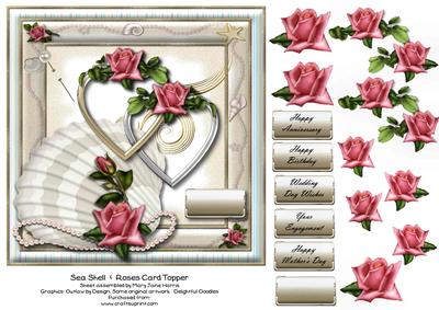 Sea Shell & Roses Card Topper 1