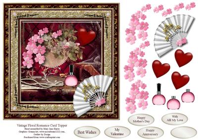 Vintage Floral Romance Card Topper