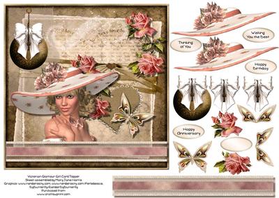 Victorian Glamour Girl Card Topper