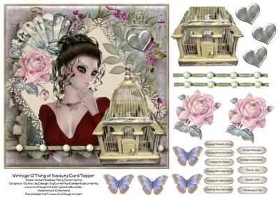 Vintage a Thing of Beauty Card Topper 1