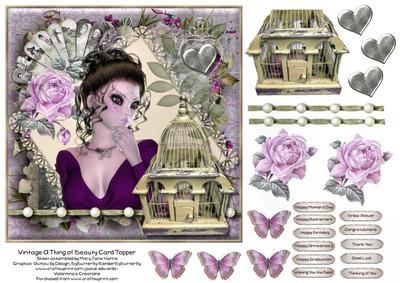 Vintage a Thing of Beauty Card Topper 2