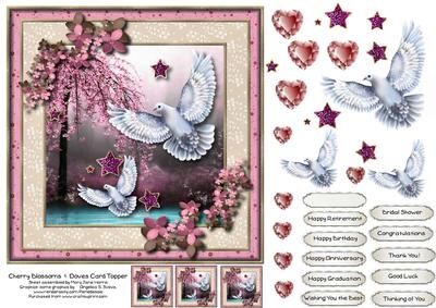 Cherry Blossoms & Doves Card Topper 1