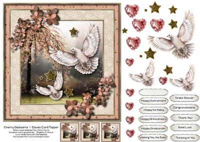 Cherry Blossoms & Doves Card Topper 3