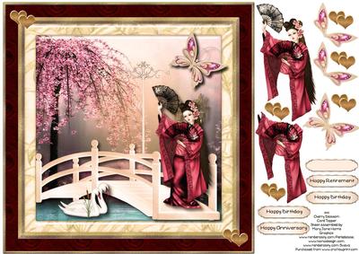 8x8 Geisha Cherry Blossom Card Topper