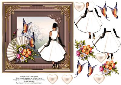 Lady in White Card Topper