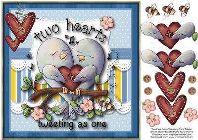 8x8 Two Blue Birds Tweeting Card Topper