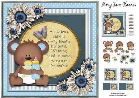 8x8 New Baby Boy Teddy Bear Mini Kit