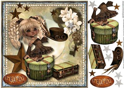 Steampunk Traveling Cutie Card Topper