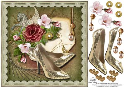 8x8 Vintage Colage Card Topper