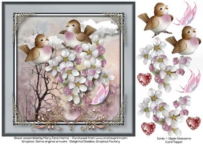 Birds & Apple Blossoms Card Topper 1