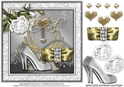Gold or Silver Anniversary Card Topper