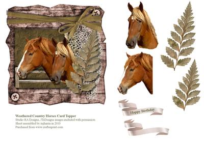 Weathered Country Horses Card Topper