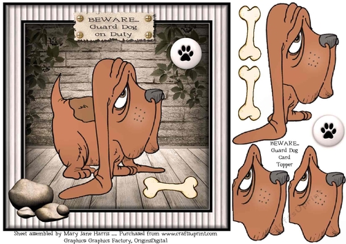 BEWARE Guard Dog on Duty Card Topper