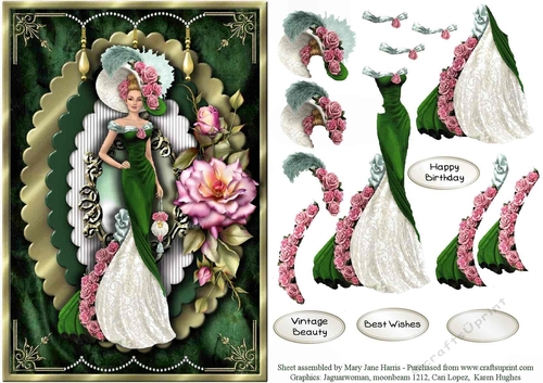 Lovely Vintage Lady Card Topper 1