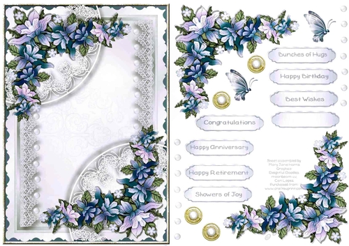 Delicate Lace & Gorgeous Flowers Card Topper 1