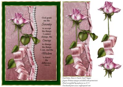 Pink Satin, Roses & Pearls Card Topper