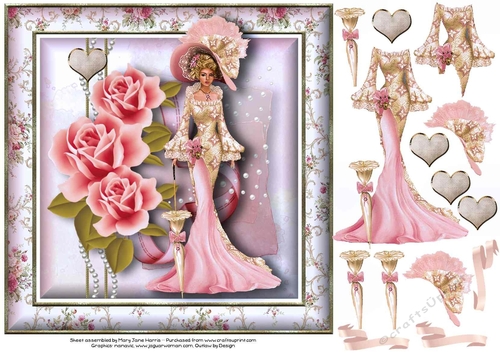 Lady & the Roses Card Topper 1