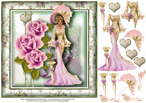  Lady & the Roses Card Topper 2
