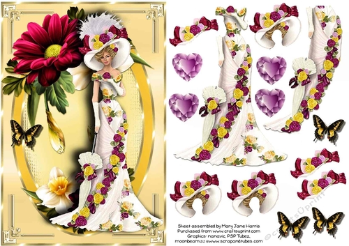 Lady in Victorian Gown Card Topper 1
