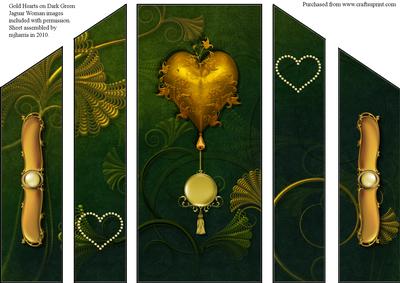 Gold Hearts on Dark Green Theatre Fold