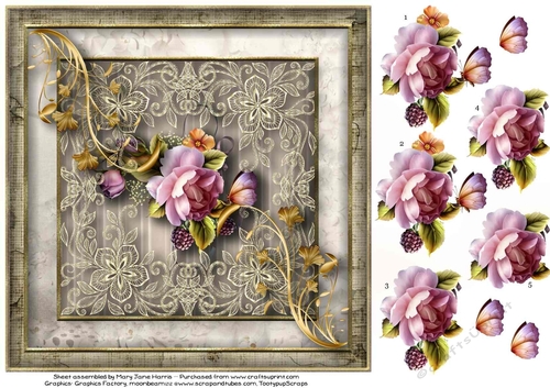 Lace Framed Bouquet Card Topper 1