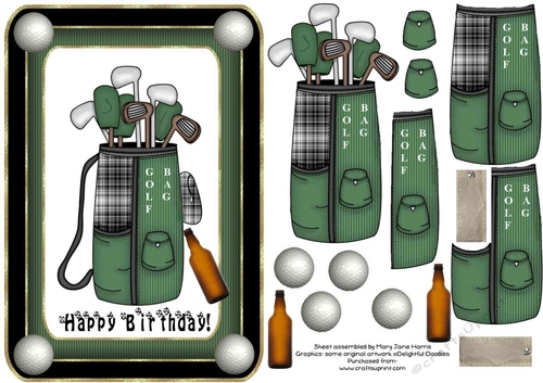 Golf Bag & Clubs Card Topper