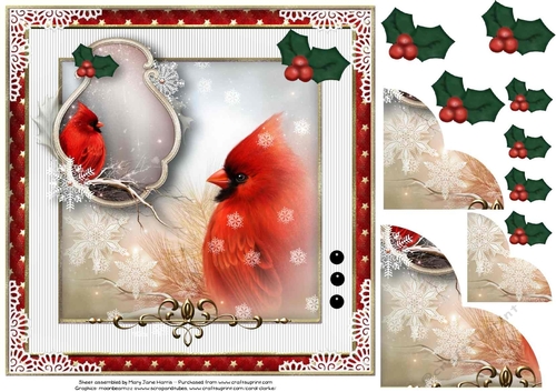Christmas Cardinal in the Snow Card Topper