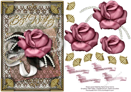 Best Wishes Roses Card Topper
