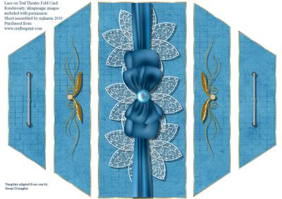 Lace on Teal Theatre Fold Card